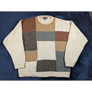 Vintage 90s Liberty Sweater GrandpaCore Dad Sweater Made In USA Colorblock Large